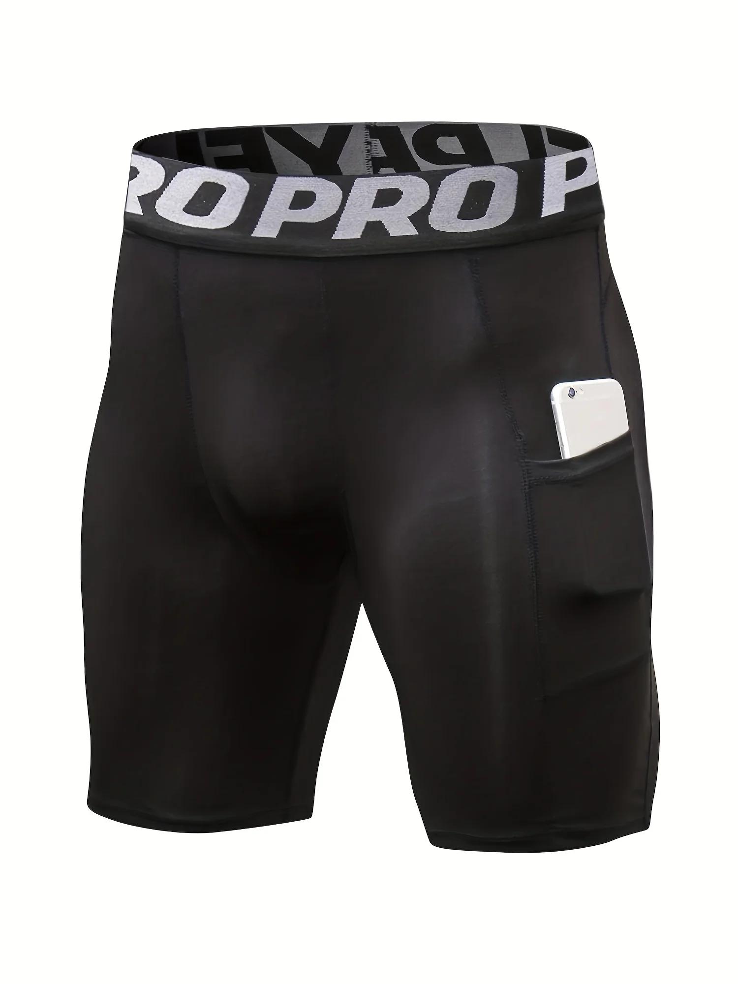 Lot de 3 shorts de compression hommes avec poche - Spandex course entraînement sportif