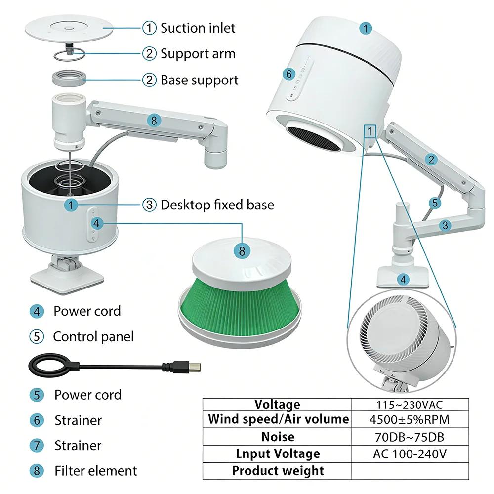 Nouvelle mise à niveau 3.0 collecteur de poussière d'ongle de bureau Salon de manucure utilisation p