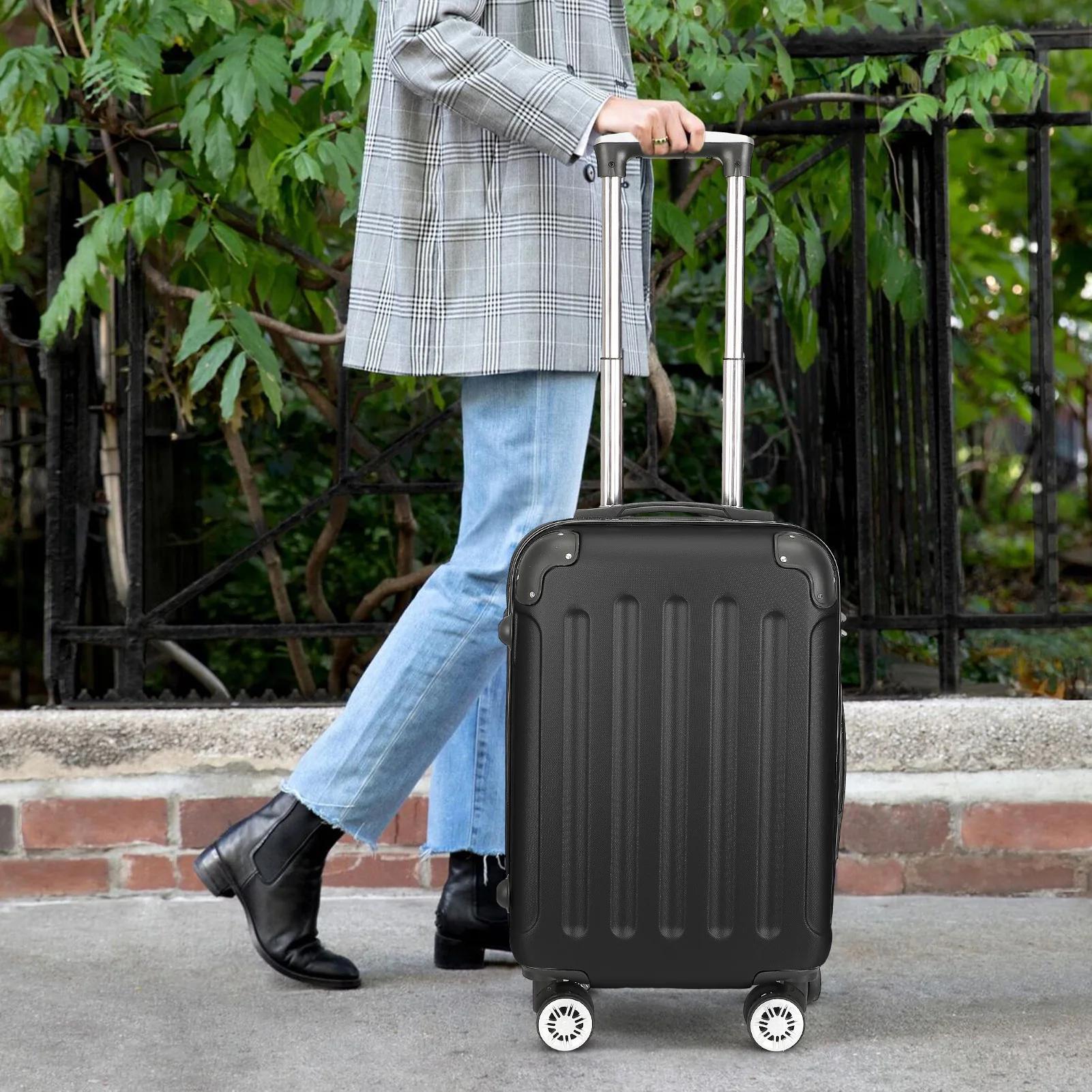 Superaly Ensemble de bagages noir 3 pièces, avec serrure à code, ensemble de valises en ABS, avec ro