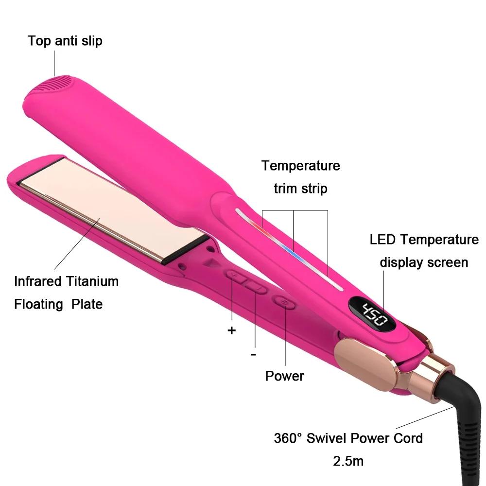Lisseur de cheveux infrarouge 450 ℉   Lisseur à cheveux en titane, chauffe rapidement en 30 secondes