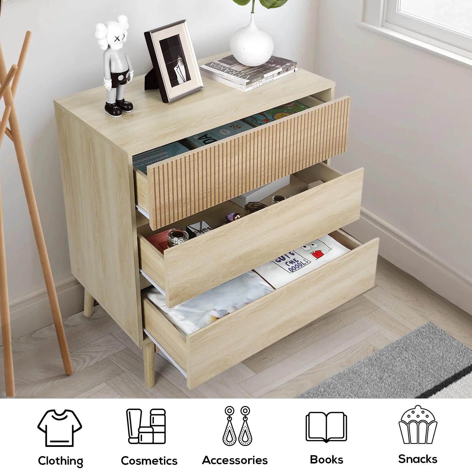 VOWNER 3-Commode de ferme, commode de rangement en bois, commodes de Cisco modernes à larges portes,