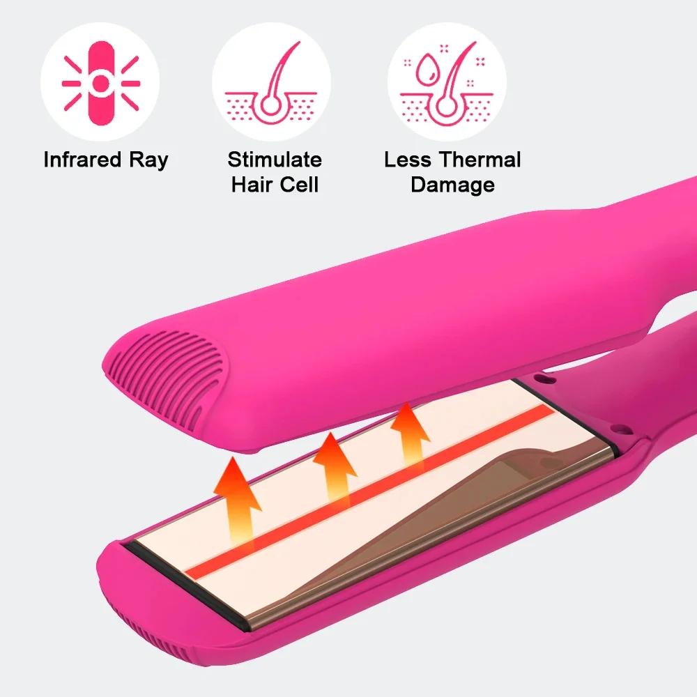 Lisseur de cheveux infrarouge 450 ℉   Lisseur à cheveux en titane, chauffe rapidement en 30 secondes