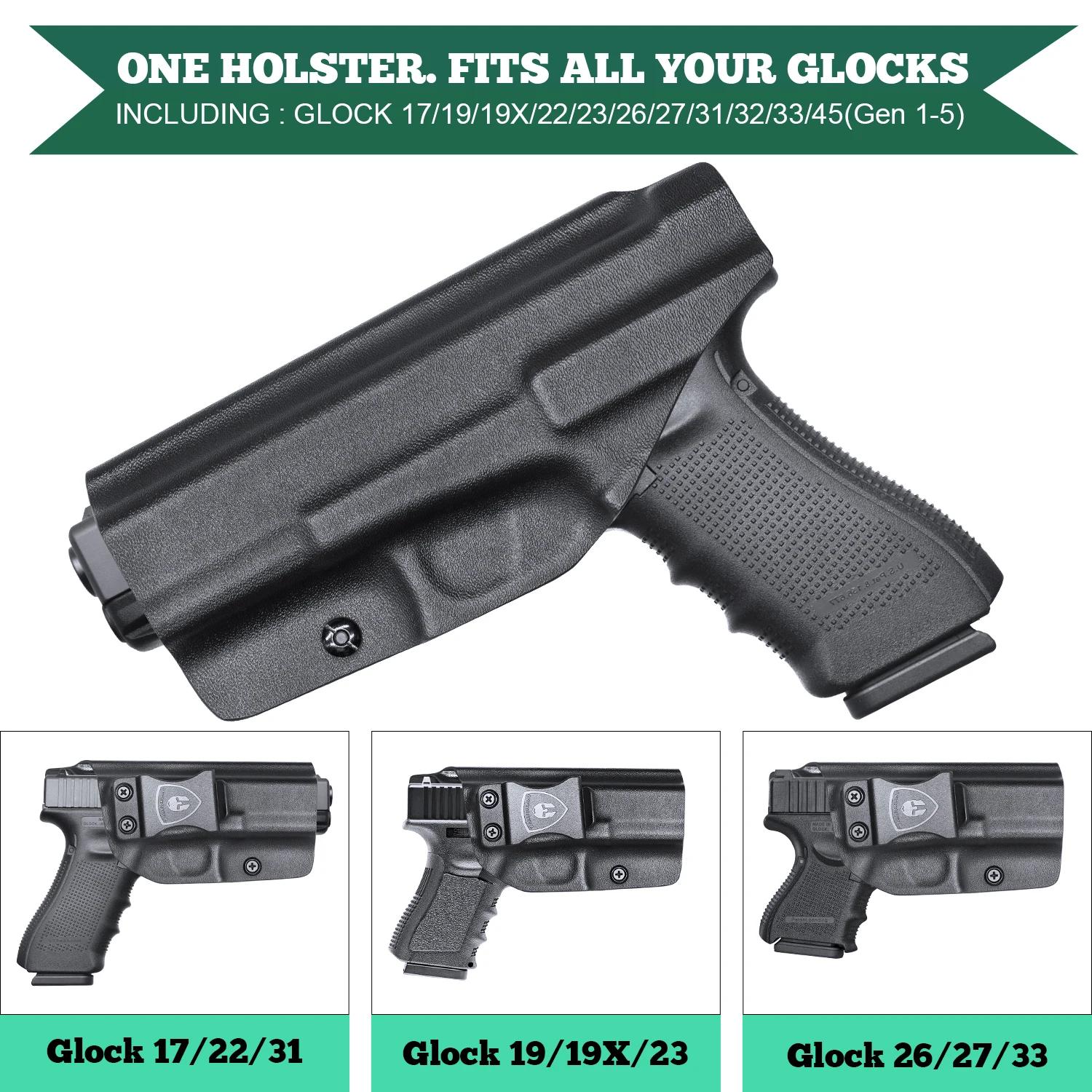 Pour Glock 17/19/22/31,Warriorland IWB Kydex étui à l'intérieur dissimulé étui de transport main dro