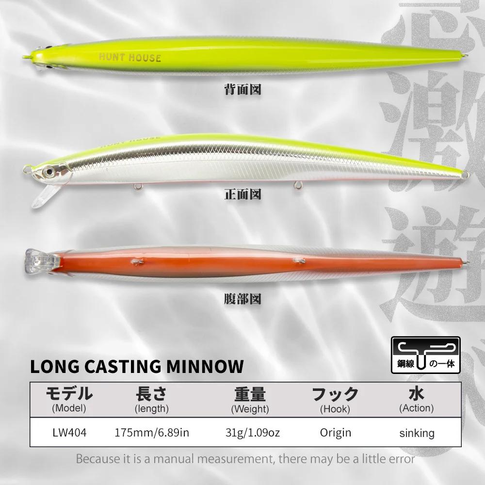 Hunthouse Tide vairon Flyer leurre de pêche 175mm 31g longue coulée coulant appât dur Pesca Jerkbait