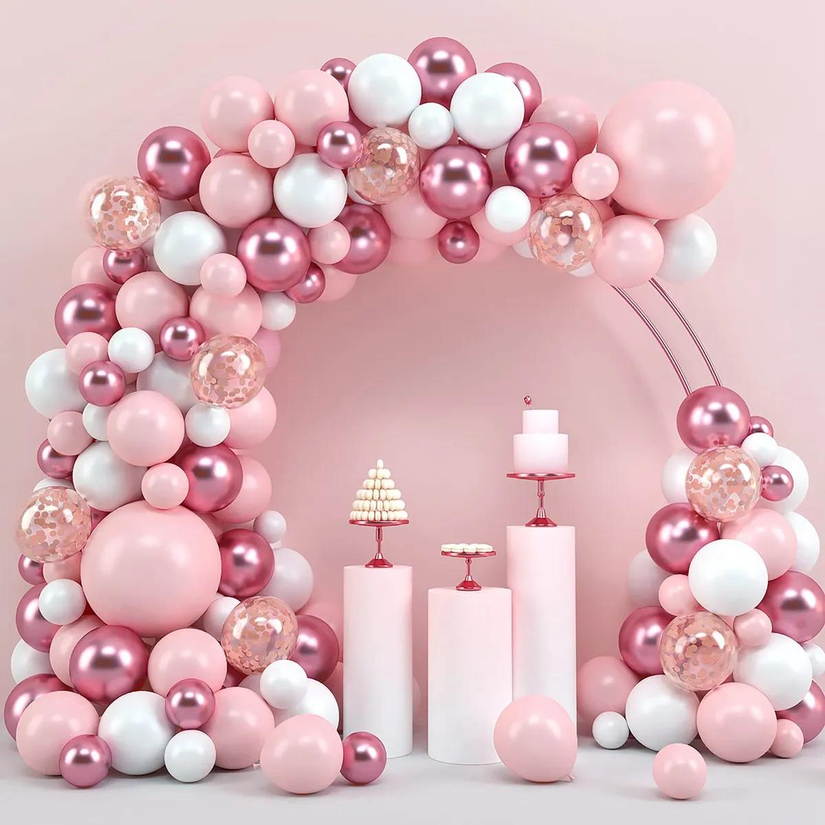 Kit d'arc de guirlande de ballons, décoration de fête d'anniversaire pour fille, ballon en aluminium