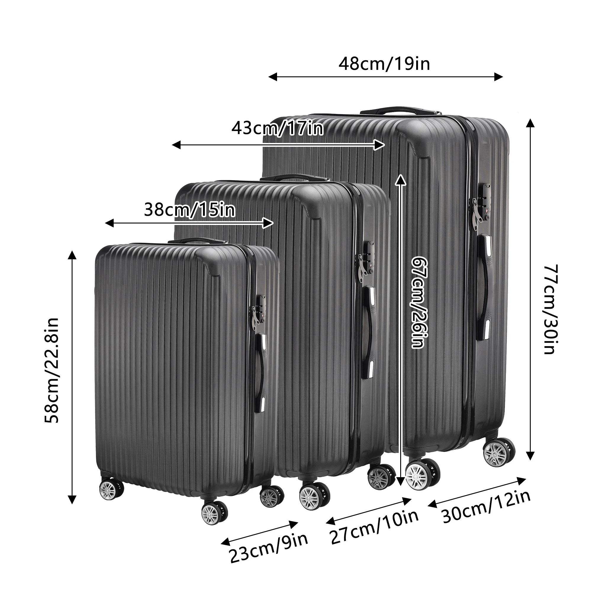 Ensemble de 3 valises cabine, valises de voyage, valise à roulettes, de valises rigides en ABS, avec