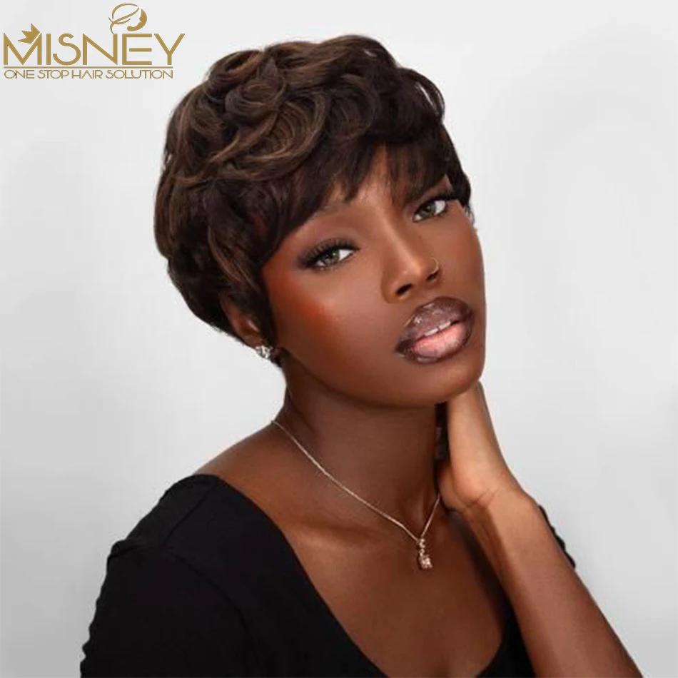 Perruques de cheveux humains droites courtes Bob couleur naturelle cheveux brésiliens Remy coupe de