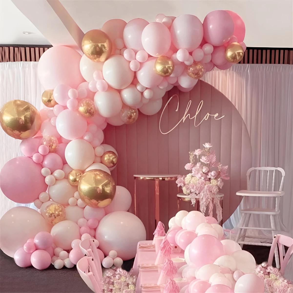 Kit d'arc de guirlande de ballons, décoration de fête d'anniversaire pour fille, ballon en aluminium