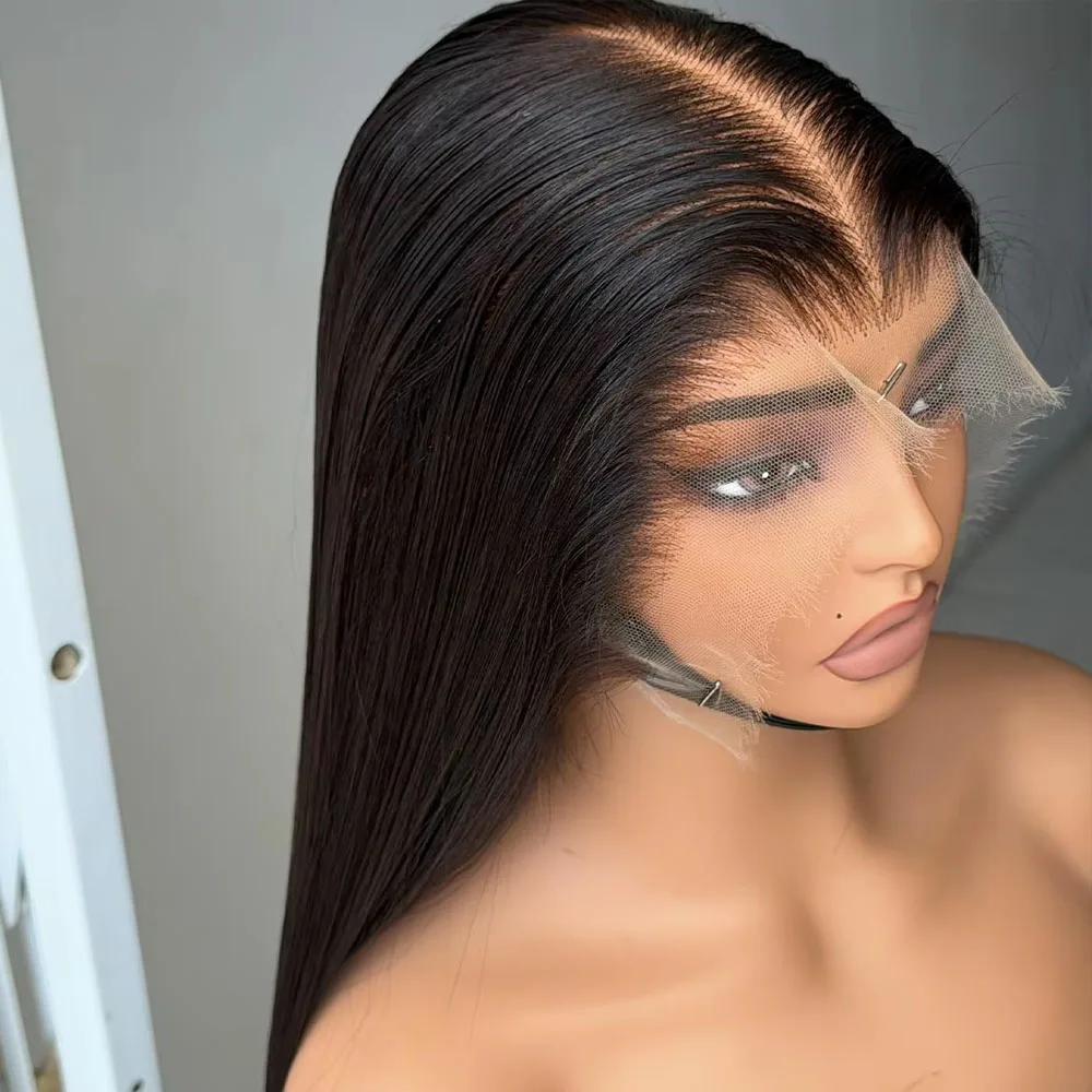 Perruques Lace Front Lisses en Cheveux Humains, Densité 250%, Perruque Frontale Complète 13x4, Dente