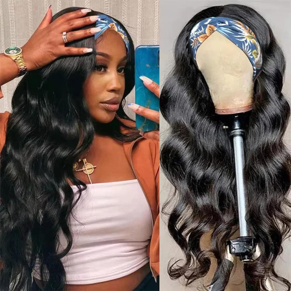 16-40 pouces 200 densité bandeau perruque vague de corps brésilien perruque de cheveux humains sans 