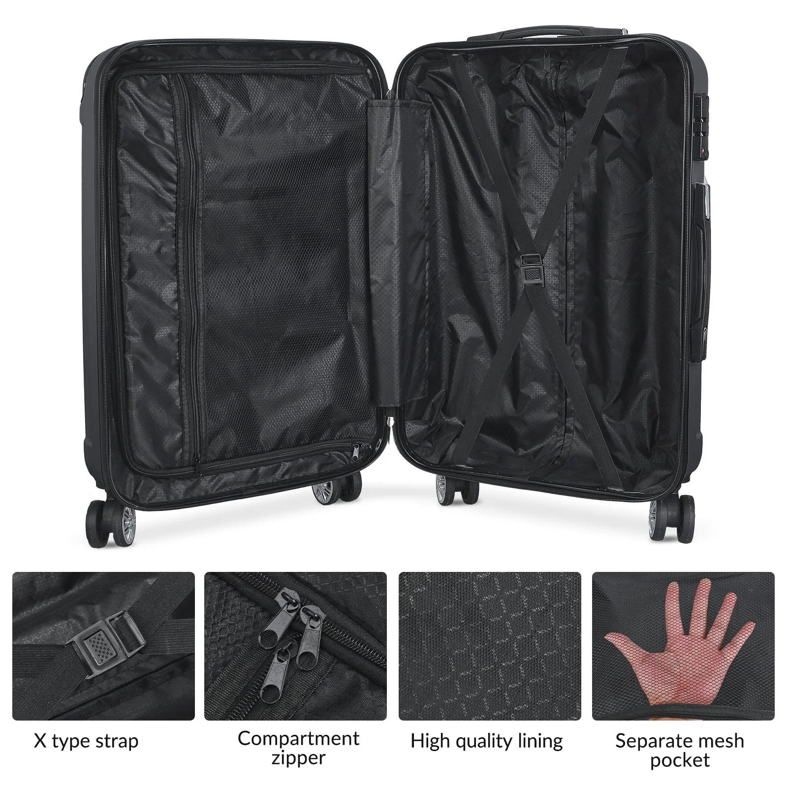 Superaly Ensemble de bagages noir 3 pièces, avec serrure à code, ensemble de valises en ABS, avec ro