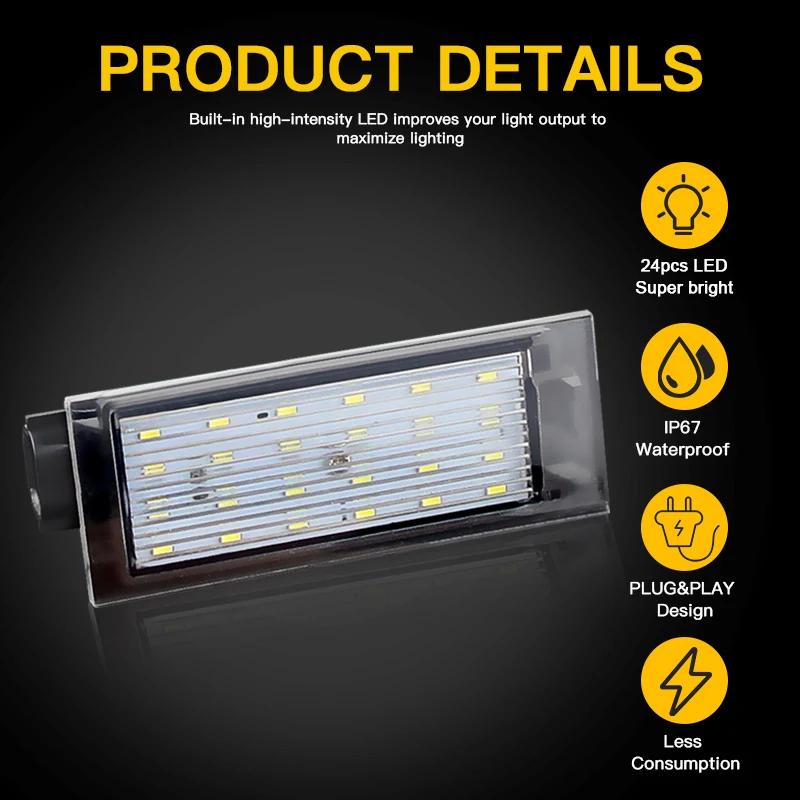 Lumière de plaque d'immatriculation LED pour voiture Canbus, 2 pièces, sans erreur, pour Renault Meg