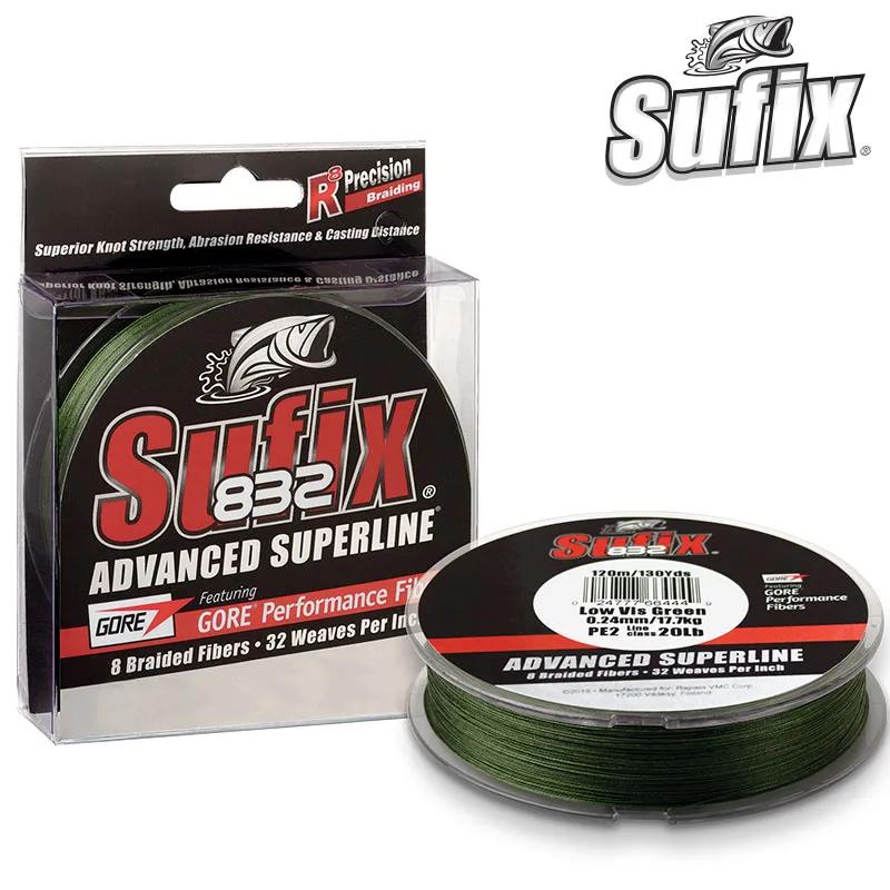 Sufix-Ligne de pêche multifilament tressée 832 PE Power Linha, longueur: 120m/250m, diamètre: 0.1mm-