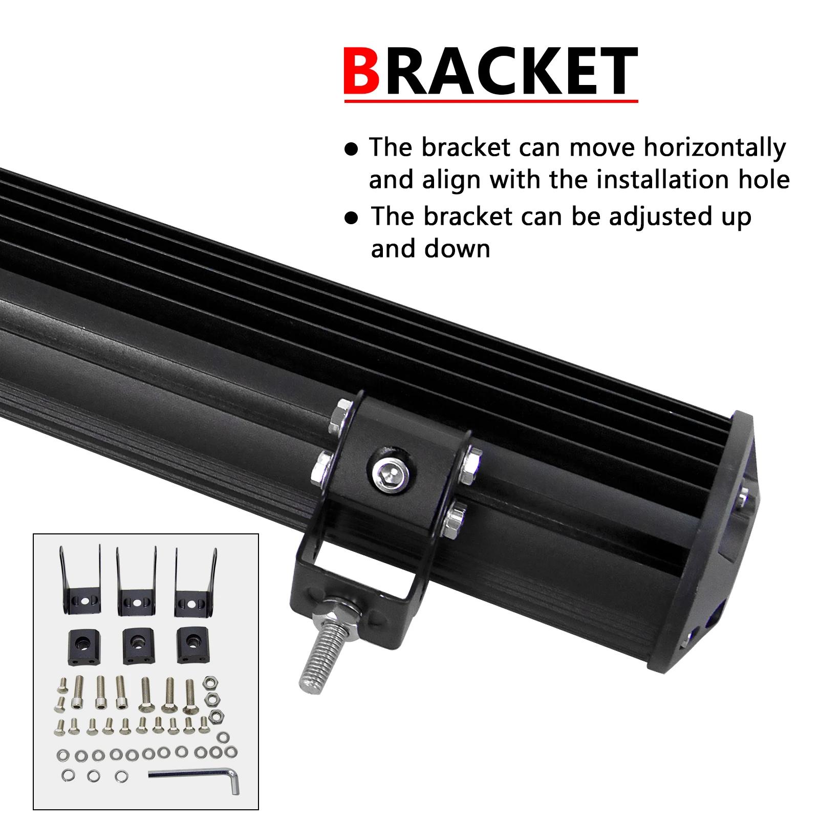 Auxtings 12-45 pouces 180W-612W Tri-Row 7D barre lumineuse LED tout-terrain barre LED Combo barre lu