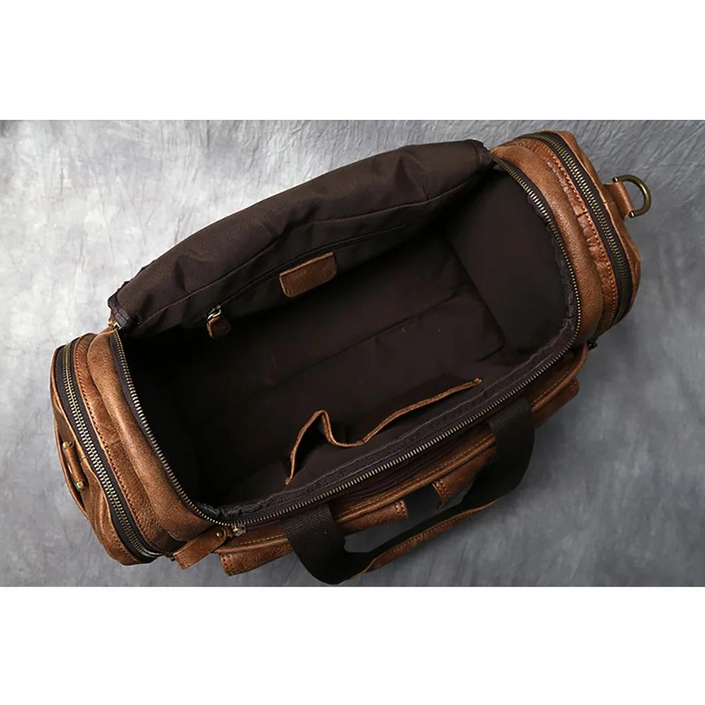 ZRCX – sac à main Vintage pour hommes, sac de voyage en cuir véritable, grande capacité, messager à 