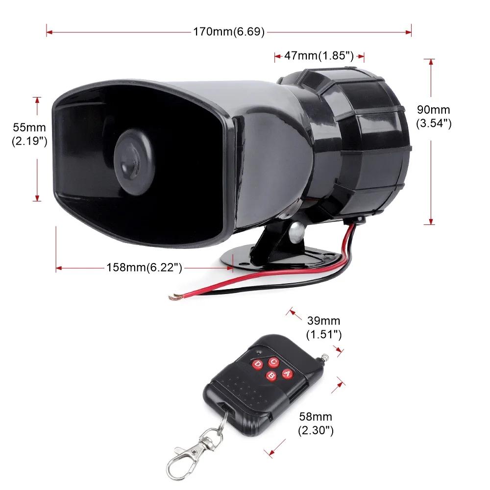 Accessoires de voiture 12V 7 sons haut-parleur 130dB sirène électronique sans fil forte alarme d'ave