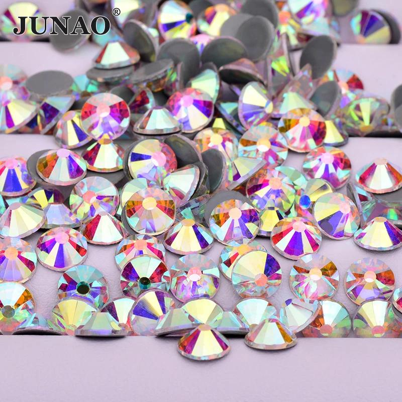 JUNAO Lot de strass thermocollants en verre SS6 SS8 SS10 SS16 SS20 SS30, strass transparents pour vê
