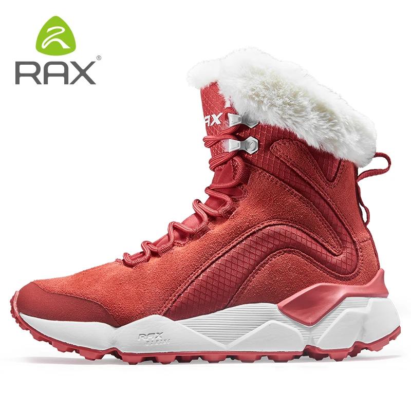 RAX – bottes d'hiver en cuir avec fourrure pour femme, chaussures de neige Super chaudes, baskets de