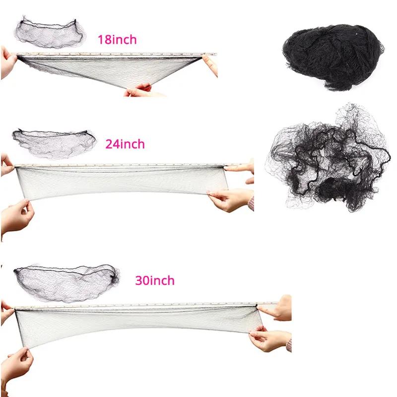 20 pièces/lot filets à cheveux Invisible bord élastique maille longue 36 pouces noir court 18 pouces
