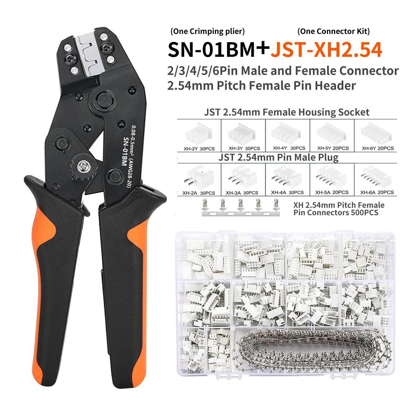 SN-01BM Kit d'outils de sertissage pince à sertir à cliquet avec 1550 connecteurs Dupont 2.54mm et 7