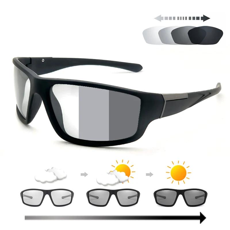 Lunettes de soleil photochromiques pour hommes, lunettes de sport noires mates pour le cyclisme, lun