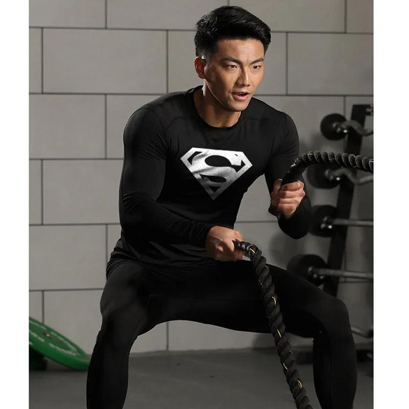 Ensemble de compression MMA pour homme, t-shirt long et serré, survêtement, pantalon d'entraînement,