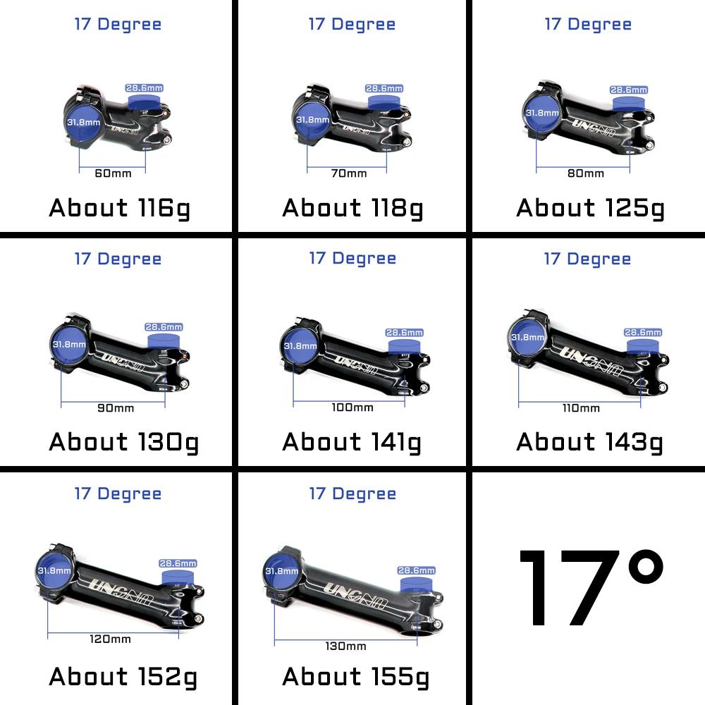 Tige de vélo de montagne ultralégère UNO 7, 17 degrés, Alu 6061, 60-130mm, 35 degrés, kaloy