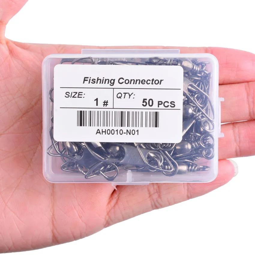 50 pièces/boîte baril en laiton pêche pivotant anneaux solides broche de pêche ligne connecteur hame