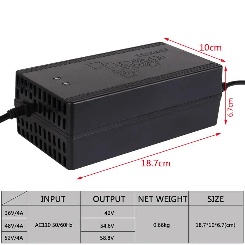 Chargeur de batterie Lithium Li-ion pour vélo électrique, prise DC XLR RCA EU 36V 42V 48V 54.6V 52V 