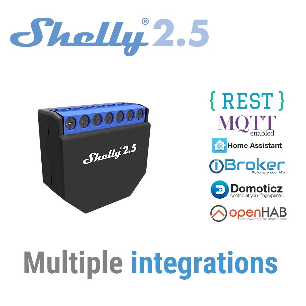 Shelly 2.5 maison intelligente Double relais WiFi interrupteur volet roulant Open Source sans fil po