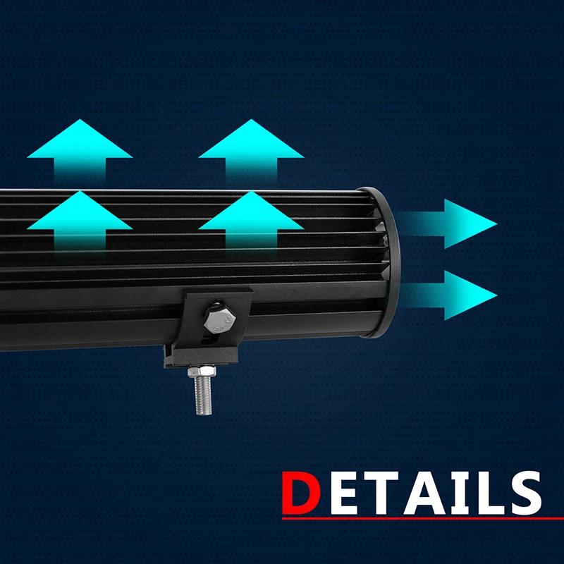 Auxtings 12-45 pouces 180W-612W Tri-Row 7D barre lumineuse LED tout-terrain barre LED Combo barre lu