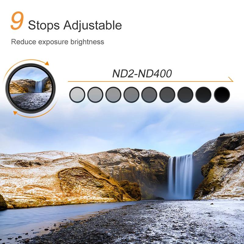 K & F CONCEPT – filtre pour lentilles ND variables, Fader mince réglable ND2 à ND400, densité neutre