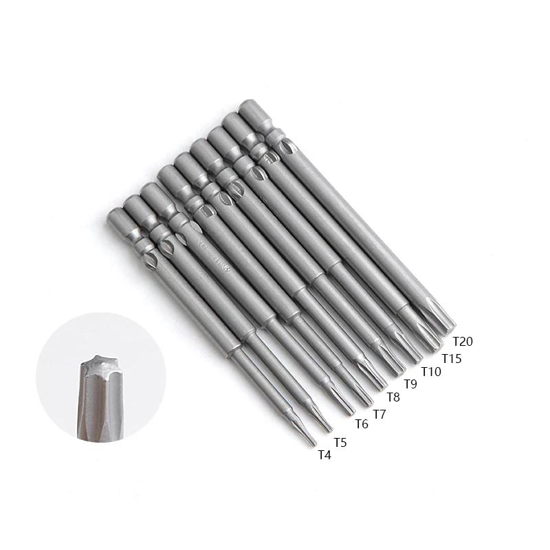 Jeu de tournevis Torx électriques à tige ronde, 10 pièces, 60mm de longueur 800 4mm, étoile magnétiq