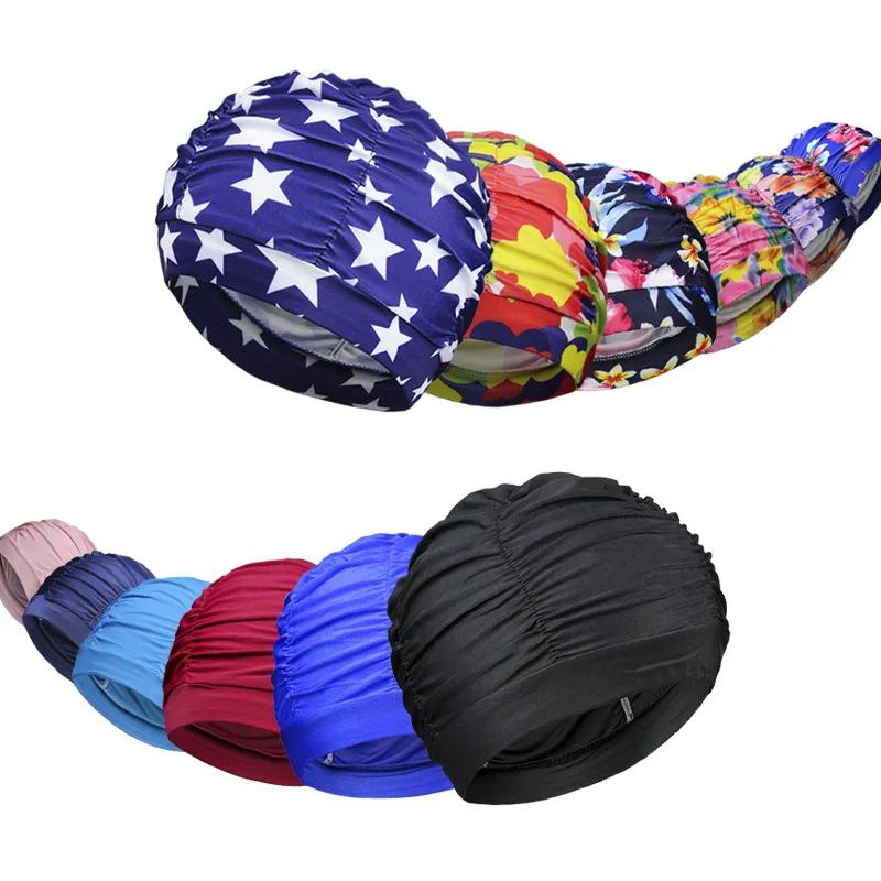 Nouveau couleur unie cheveux longs femmes hommes piscine bord de mer Sports nautiques élastique plis