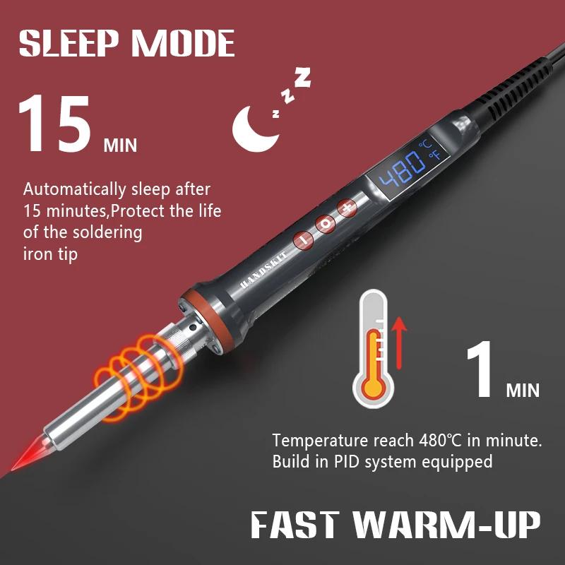 Fer à souder électrique 100W, réglage numérique de la température, sommeil automatique, chauffage in