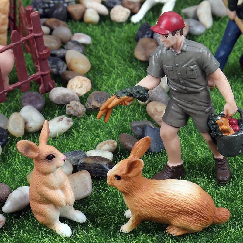 Oenux nouveau modèle de personnes fermières Simulation personnel de ferme mangeoire figurines d'acti