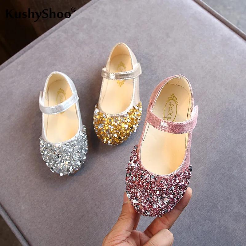 KushyShoo 2021 printemps nouveaux enfants chaussures filles princesse chaussures paillettes enfants 