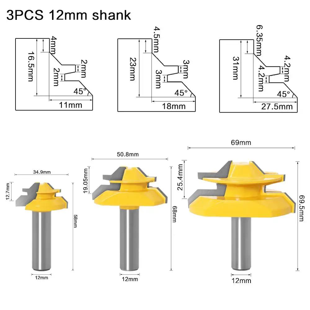 Mitre à tige de 12mm et 1/2 ", 45 mèches de routeur à joint de colle résistant DONsRCT-Coupeur de Te
