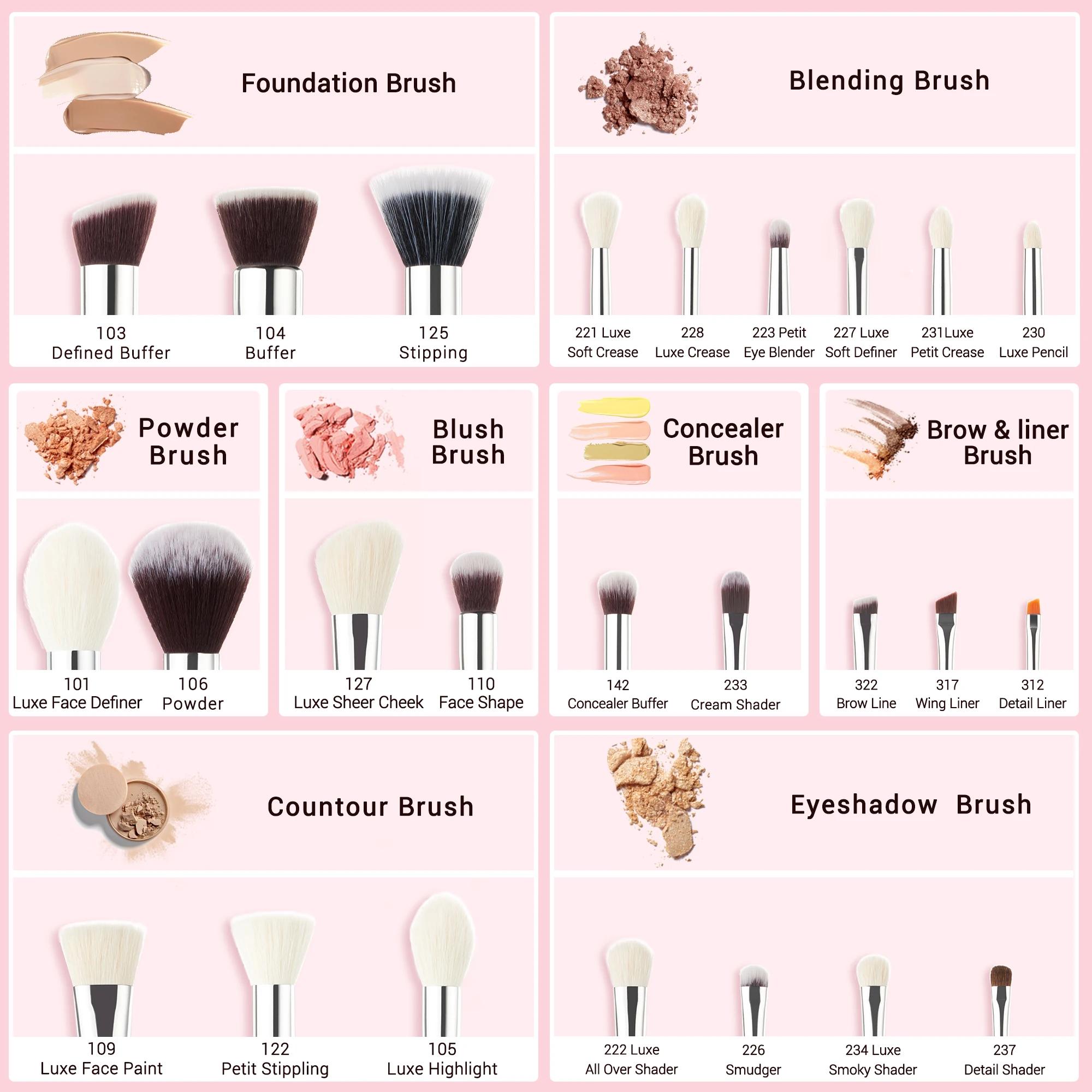 Jessup pinceaux de maquillage ensemble 25 pièces pinceau de maquillage professionnel, fond de teint 