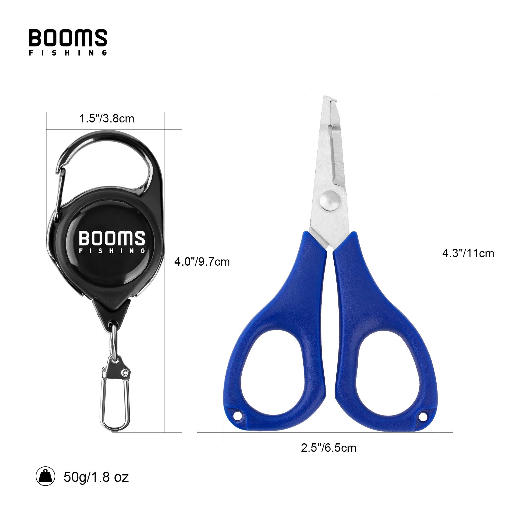 Booms Fishing – ciseaux de ligne tressée S01, avec porte-Badge rétractable, mousqueton, boîtes de ma