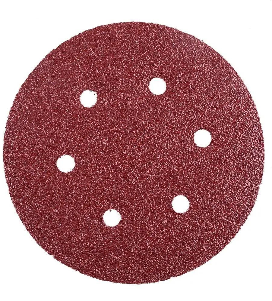 Disques abrasifs de 6 pouces, 6 trous, 150MM, grain 60-2000, papier de verre floqué, ponceuse orbita