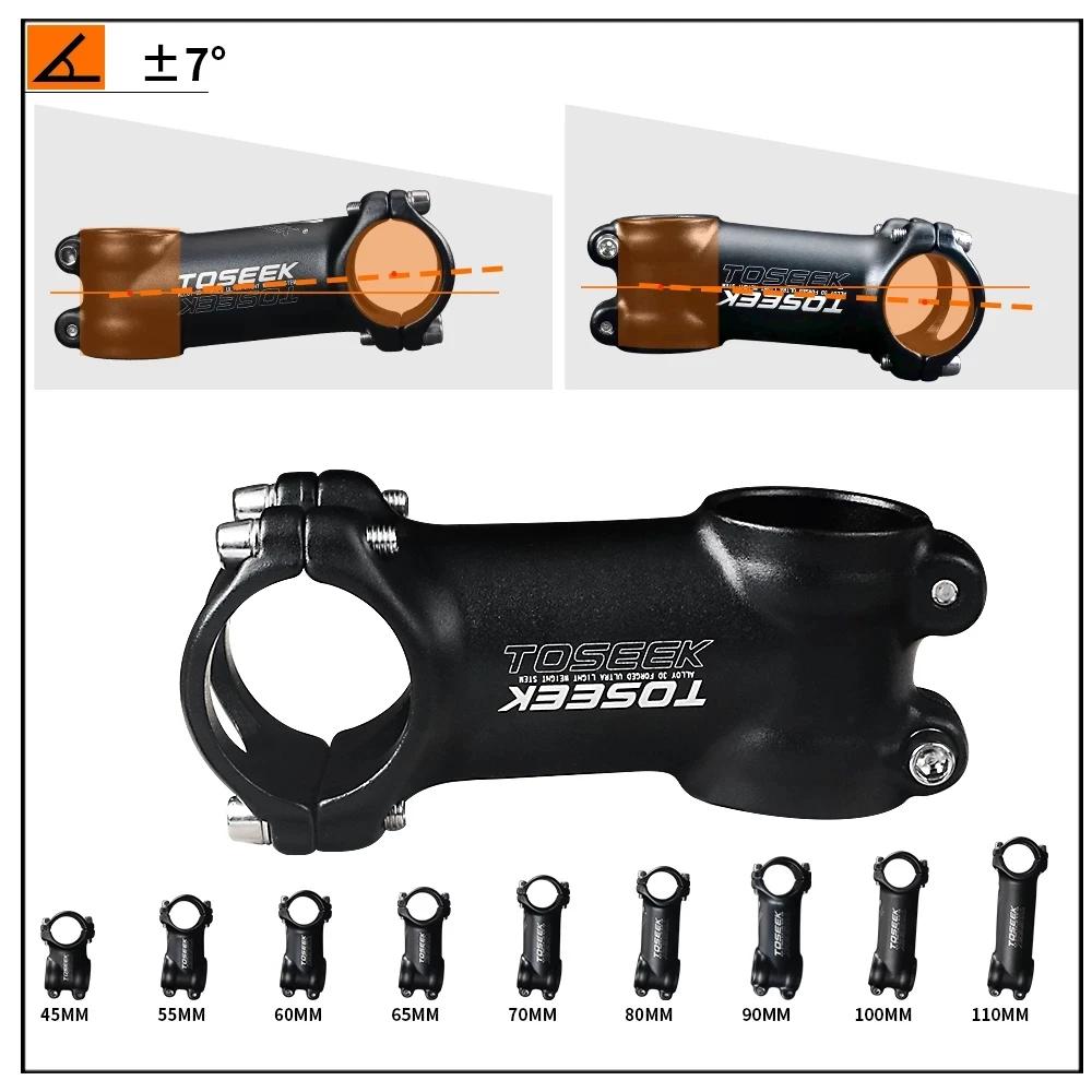 TOSEEK tige de vélo en aluminium ultralégère 7 degrés tige de VTT vtt 31.8x45/55/60/65/70/80/90/100/