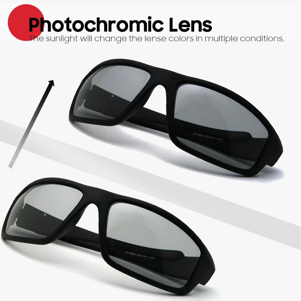 Lunettes de soleil photochromiques pour hommes, lunettes de sport noires mates pour le cyclisme, lun