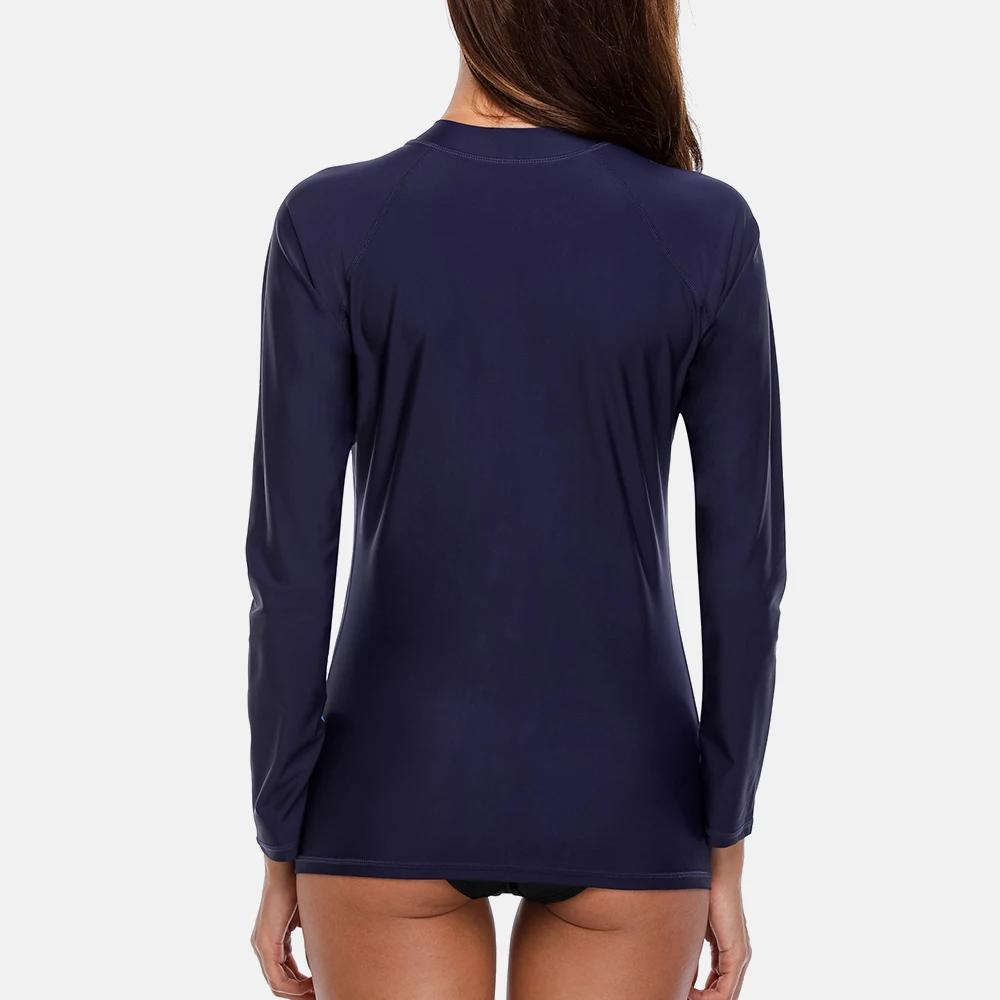 Anfilia – maillot de bain à manches longues et fermeture éclair pour femmes, haut de surf, protectio