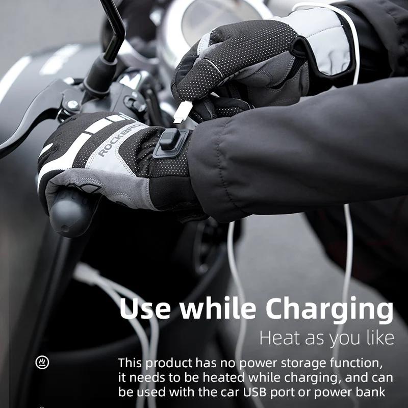 Gants vélo chauffants ROCKBROS SBR écran tactile USB coupe-vent hiver moto e-bike hommes femmes