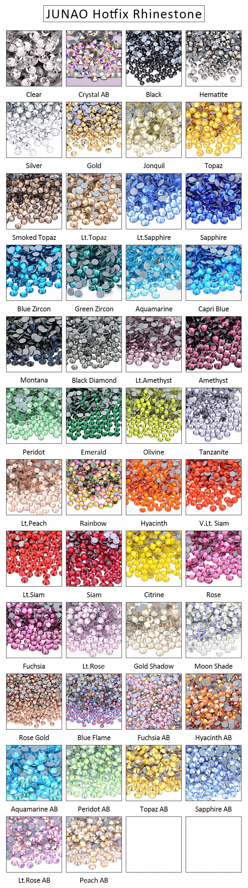 JUNAO Lot de strass thermocollants en verre SS6 SS8 SS10 SS16 SS20 SS30, strass transparents pour vê