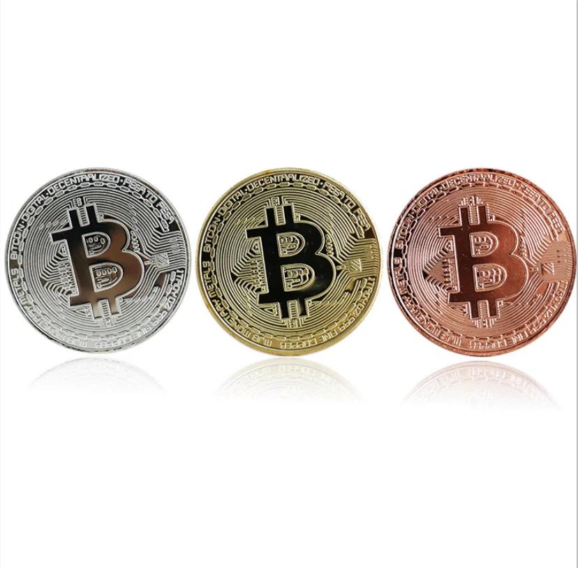BITCoin Art Collection plaqué or Bitcoins physiques Bitcoin BTC avec étui cadeau métal physique Anti