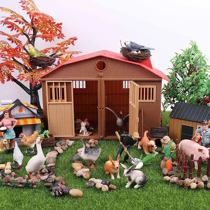 Oenux nouveau modèle de personnes fermières Simulation personnel de ferme mangeoire figurines d'acti