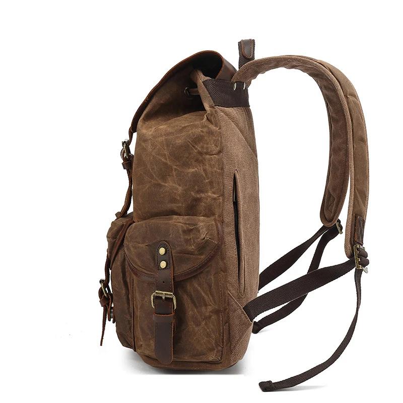 Sac à dos en toile de cire d'huile pour femmes, sac de voyage Vintage étanche de grande capacité, Mo