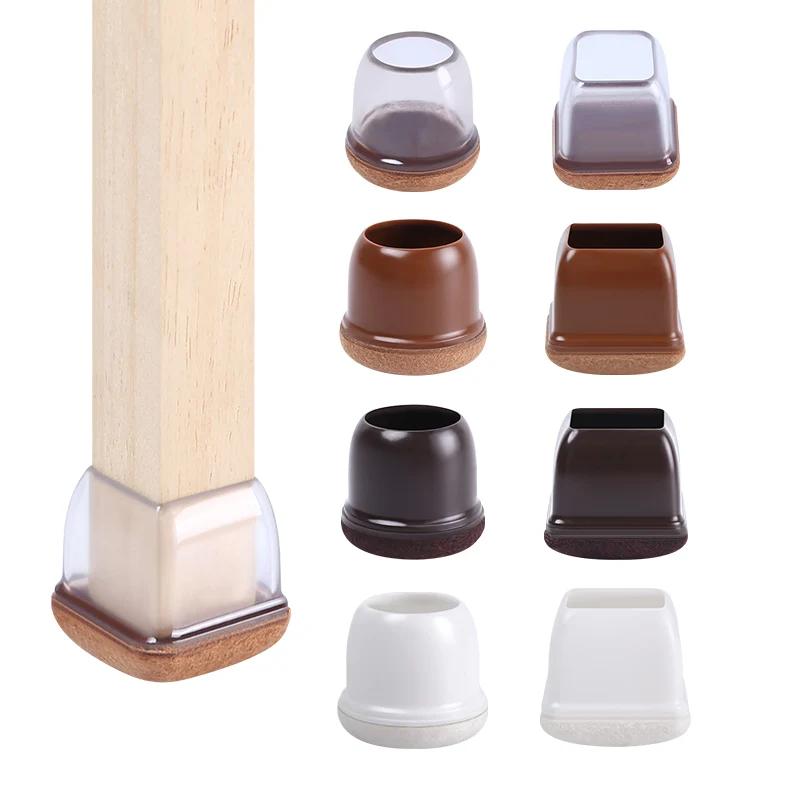 Protecteurs de pieds de chaise de table transparents, capuchons ronds et carrés pour meubles, couvre